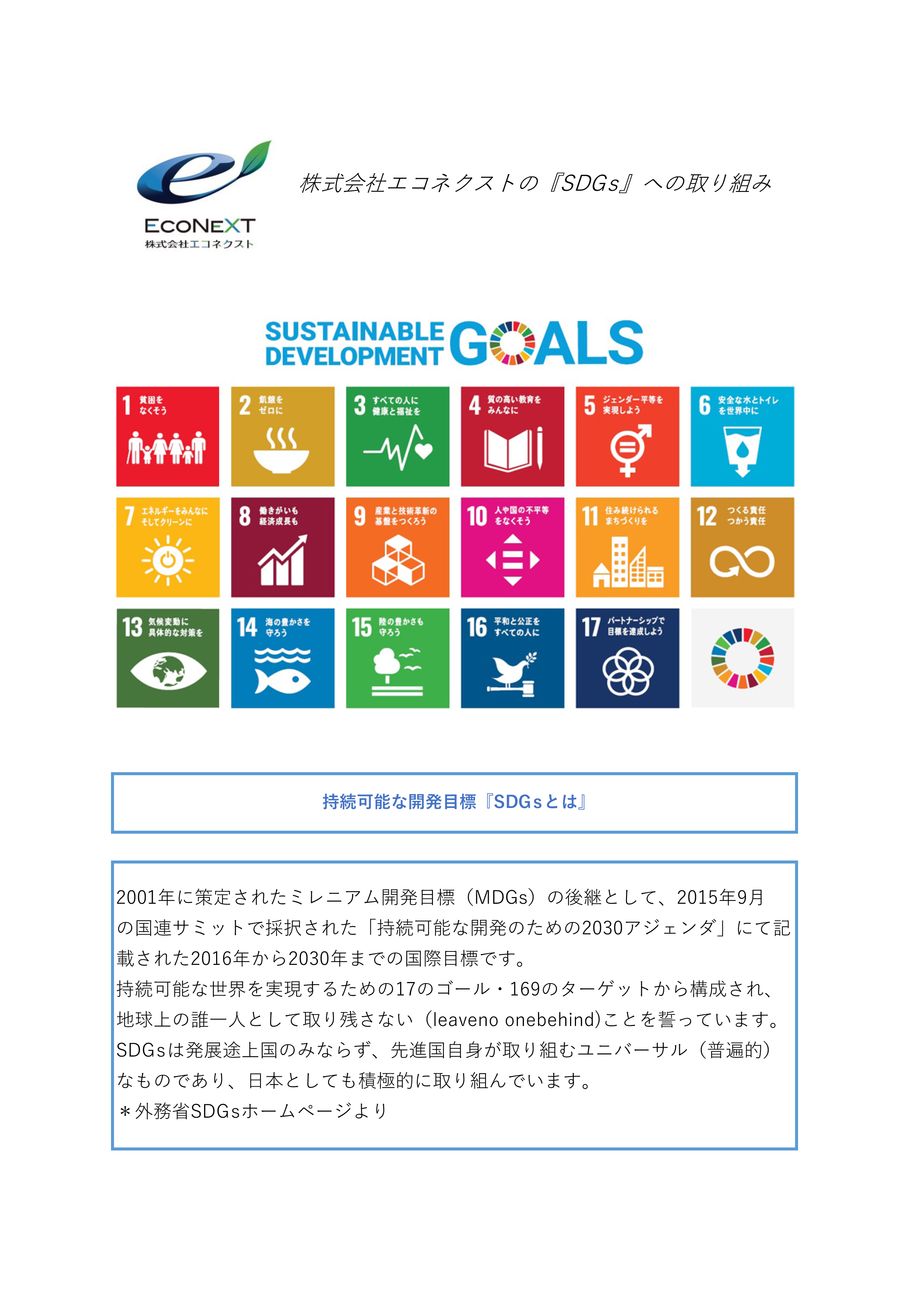 株式会社エコネクストの『SDGs』